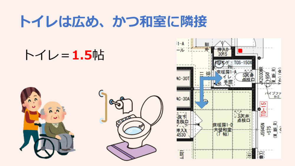 トイレは広め、和室に隣接
