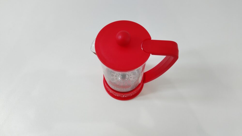 「BODUM」のフレンチプレスコーヒーメーカーの上から見た様子
